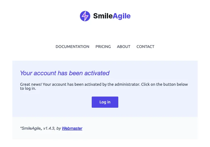 The email of the activated account