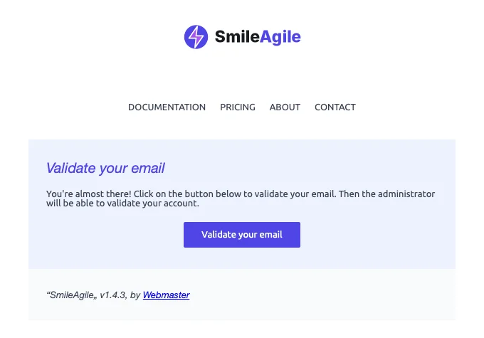 The email to validate your email