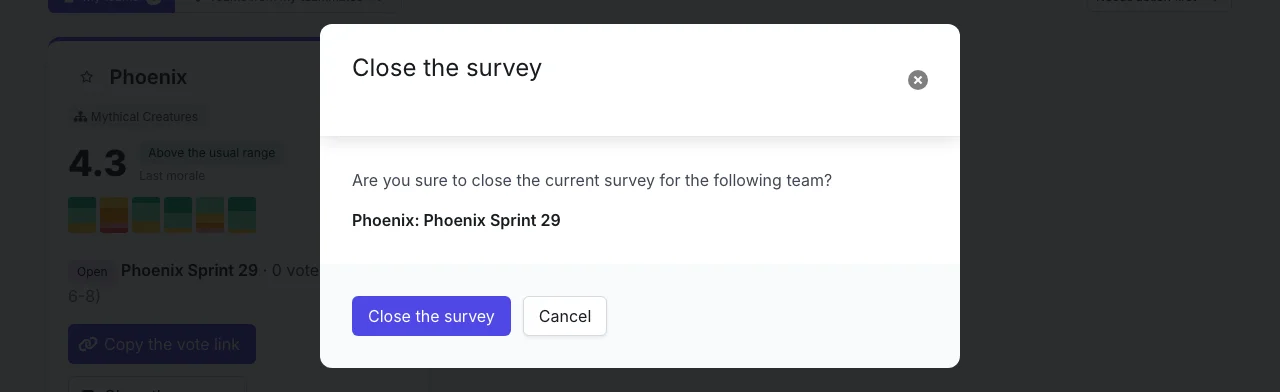 Closing a survey