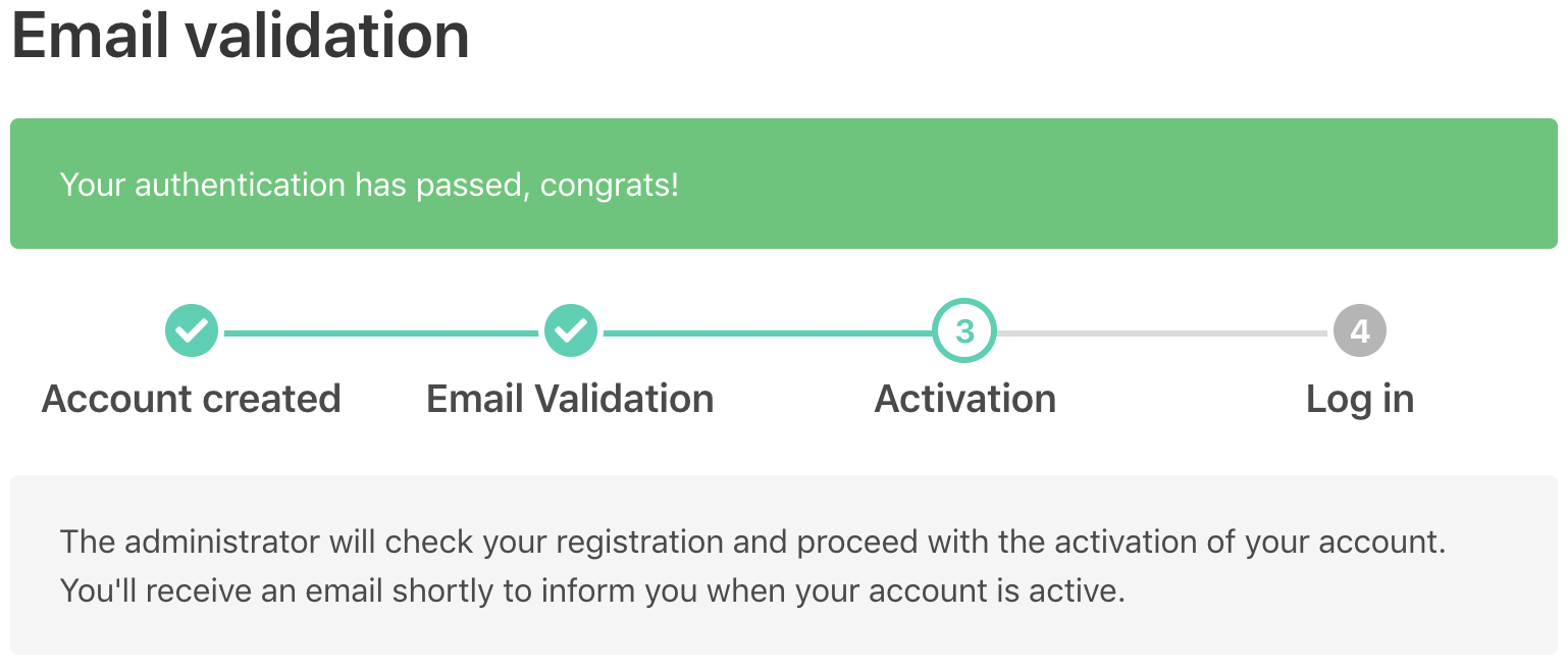 Sign up: Email validated