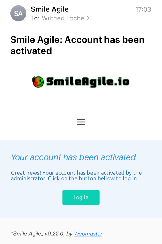 Sign up: Activated account mail